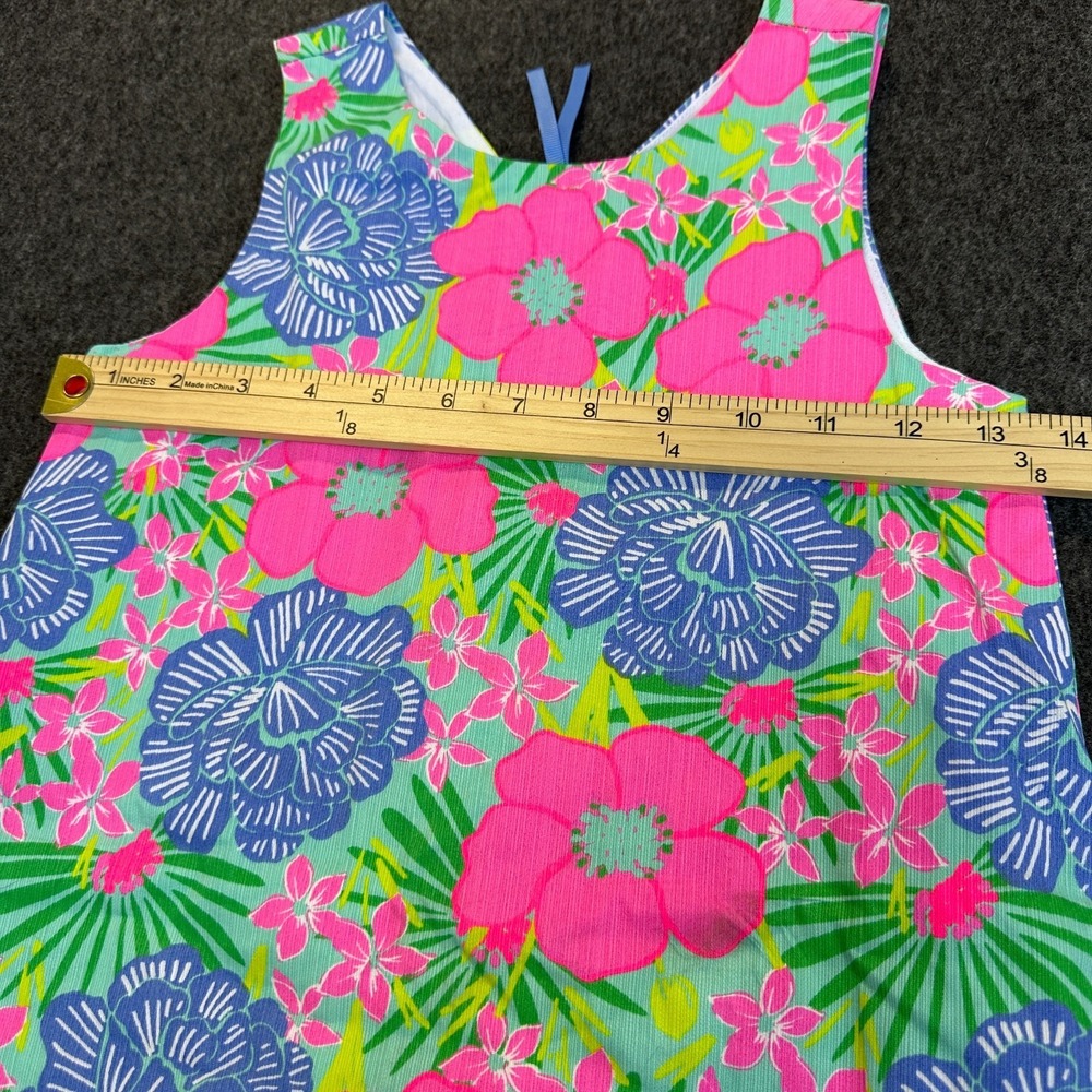 Tommy Bahama Girls Pink Blue Floral Cotton Pique Shift Dress Size 7 Tropical - Picture 7 of 15